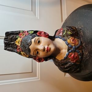 Vintage Chalkware Spanish Woman's Bust 11" x 8.5"